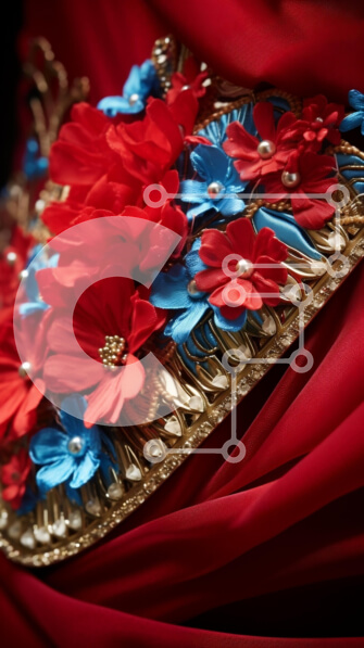 Intra Συλλεκτικό Ξύλινο Παζλ Plywood  4mm - Κόκκινη, Μπλε και Λευκή Τιάρα με Λουλούδια και Πέρλες Σε Ξύλινο Κουτί - Διαστάσεις Puzzle: 10x10 cm – 25 κομμάτια