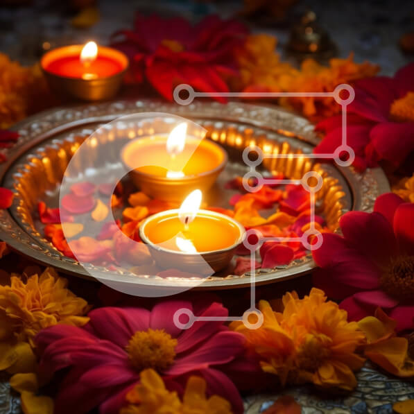 Intra Συλλεκτικό Ξύλινο Παζλ Plywood  4mm - Γιορτή Diwali με αναμμένα κεριά και εορταστική διακόσμηση Σε Ξύλινο Κουτί - Διαστάσεις: 10x10 cm – 25 κομμάτια