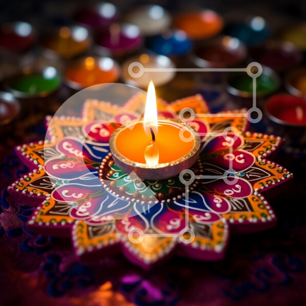 Intra Συλλεκτικό Ξύλινο Παζλ Plywood  4mm - Πολύχρωμο κερί σε σχήμα διακοσμητικού λουλουδιού Σε Ξύλινο Κουτί - Διαστάσεις Puzzle: 10x10 cm – 25 κομμάτια