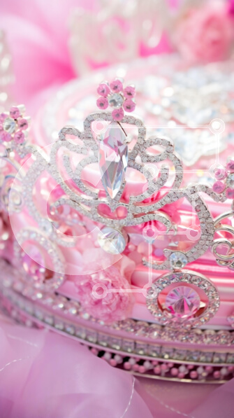 Intra Συλλεκτικό Ξύλινο Παζλ Plywood  4mm - Κομψή ροζ τιάρα με διαμάντια και πολύτιμους λίθους Σε Ξύλινο Κουτί - Διαστάσεις Puzzle: 10x10 cm – 25 κομμάτια