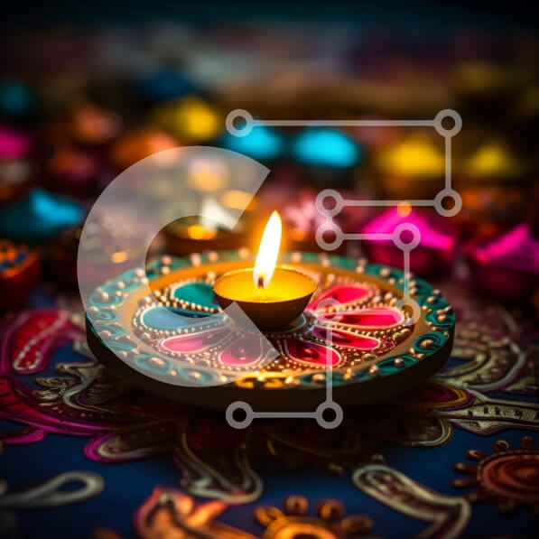 Intra Συλλεκτικό Ξύλινο Παζλ Plywood  4mm - Γιορτές Diwali με αναμμένο κερί και πολύχρωμες διακοσμήσεις Σε Ξύλινο Κουτί - Διαστάσεις: 10x10 cm – 25 κομμάτια