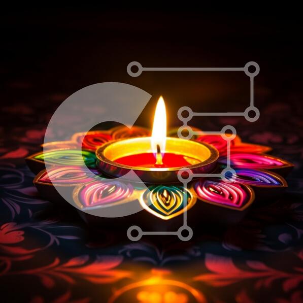 Intra Συλλεκτικό Ξύλινο Παζλ Plywood  4mm - Πολύχρωμο αναμμένο κερί σε λουλουδάτο μοτίβο Σε Ξύλινο Κουτί - Διαστάσεις Puzzle: 10x10 cm – 25 κομμάτια