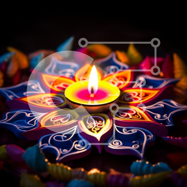 Intra Συλλεκτικό Ξύλινο Παζλ Plywood  4mm - Πολύχρωμο κερί σε σχήμα λουλουδιού και διακοσμητικά Σε Ξύλινο Κουτί - Διαστάσεις: 10x10 cm – 25 κομμάτια