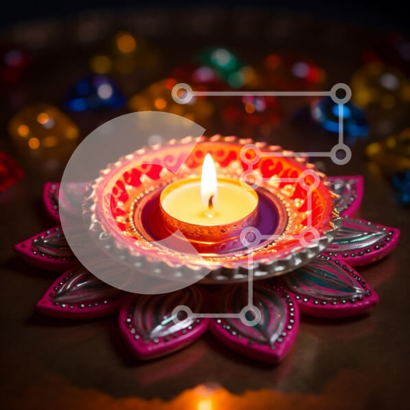 Intra Συλλεκτικό Ξύλινο Παζλ Plywood  4mm - Εορταστικό κερί Diwali σε πολύτιμους λίθους Σε Ξύλινο Κουτί - Διαστάσεις: 10x10 cm – 25 κομμάτια