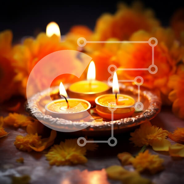 Intra Συλλεκτικό Ξύλινο Παζλ Plywood  4mm - Προσκαλώντας σκηνικό υπό το φως των κεριών με κίτρινα λουλούδια Σε Ξύλινο Κουτί - Διαστάσεις Puzzle: 10x10 cm – 25 κομμάτια