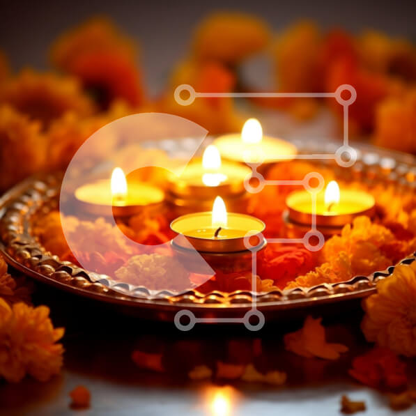 Σετ των 2 Intra Συλλεκτικό Ξύλινο Παζλ Plywood  4mm - Αναμμένα κεριά και λουλούδια σε διακοσμητικό πιάτο Σε Ξύλινο Κουτί - Διαστάσεις: 10x10 cm – 25 κομμάτια