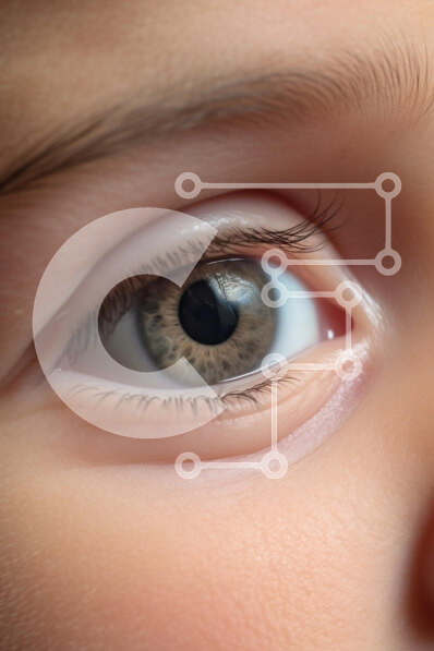 Intra Συλλεκτικό Ξύλινο Παζλ Plywood  4mm - Κοντινό πλάνο του καφέ ματιού ενός παιδιού Σε Ξύλινο Κουτί - Διαστάσεις Puzzle: 10x10 cm – 25 κομμάτια