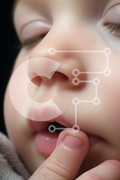 Intra Συλλεκτικό Ξύλινο Παζλ Plywood  4mm - Περίεργο μωρό με το δάχτυλο στη μύτη και στο στόμα Σε Ξύλινο Κουτί - Διαστάσεις Puzzle: 10x10 cm – 25 κομμάτια