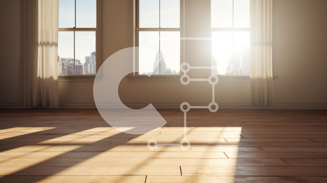 Intra Συλλεκτικό Ξύλινο Παζλ Plywood  4mm - Άδειο δωμάτιο με θέα στον ορίζοντα της πόλης Σε Ξύλινο Κουτί - Διαστάσεις Puzzle: 10x10 cm – 25 κομμάτια