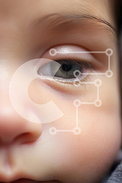 Intra Συλλεκτικό Ξύλινο Παζλ Plywood  4mm - Κοντινό πλάνο του Baby's Bright Eyes Σε Ξύλινο Κουτί - Διαστάσεις Puzzle: 10x10 cm – 25 κομμάτια