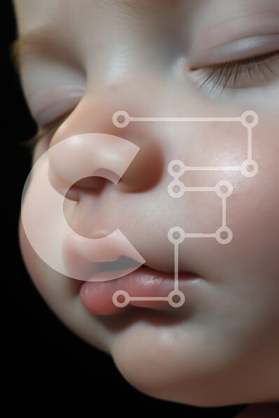 Intra Συλλεκτικό Ξύλινο Παζλ Plywood  4mm - Κοντινό πλάνο ύπνου βρέφους Σε Ξύλινο Κουτί - Διαστάσεις Puzzle: 10x10 cm – 25 κομμάτια