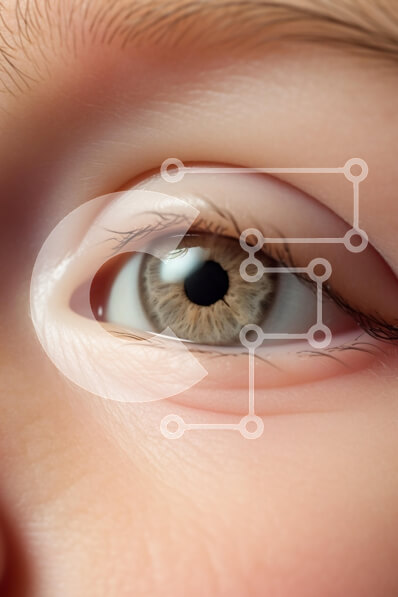 Intra Συλλεκτικό Ξύλινο Παζλ Plywood  4mm - Κοντινό πλάνο του ματιού του παιδιού Σε Ξύλινο Κουτί - Διαστάσεις Puzzle: 10x10 cm – 25 κομμάτια