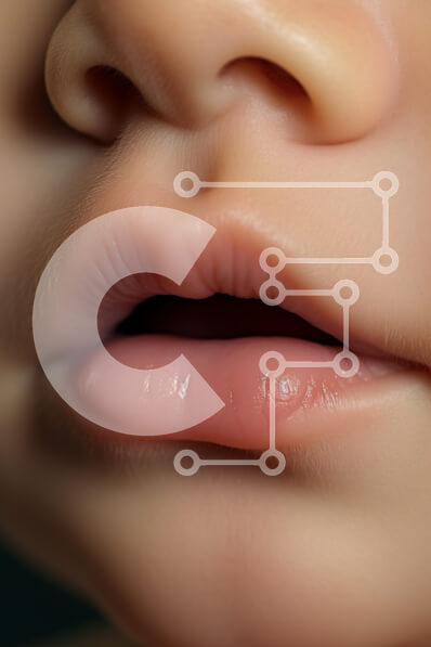 Intra Συλλεκτικό Ξύλινο Παζλ Plywood  4mm - Κοντινό πλάνο του Doll's Mouth με τις μικρές κουκκίδες Σε Ξύλινο Κουτί - Διαστάσεις: 10x10 cm – 25 κομμάτια