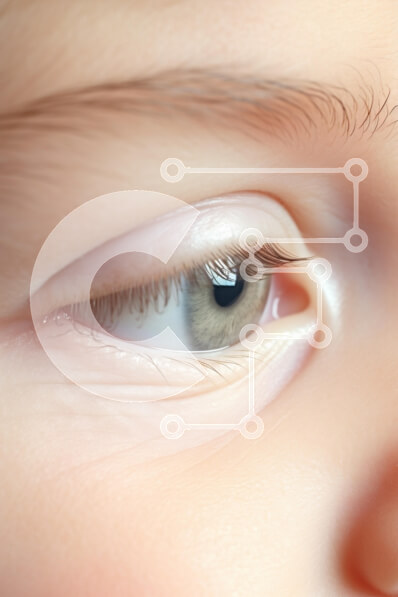 Intra Συλλεκτικό Ξύλινο Παζλ Plywood  4mm - Κοντινό πλάνο του πράσινου βρεφικού ματιού Σε Ξύλινο Κουτί - Διαστάσεις Puzzle: 10x10 cm – 25 κομμάτια