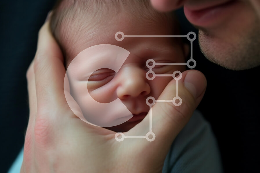 Intra Συλλεκτικό Ξύλινο Παζλ Plywood  4mm - Πατέρας που κρατά το μωρό που κοιμάται Σε Ξύλινο Κουτί - Διαστάσεις Puzzle: 10x10 cm – 25 κομμάτια