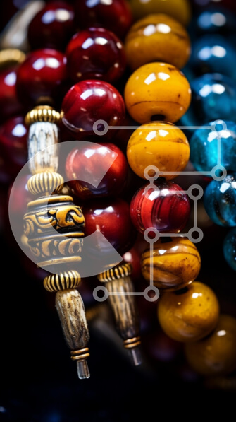 Intra Συλλεκτικό Ξύλινο Παζλ Plywood  4mm - Πολύχρωμα βραχιόλια με χάντρες με χρυσές πινελιές Σε Ξύλινο Κουτί - Διαστάσεις Puzzle: 10x10 cm – 25 κομμάτια