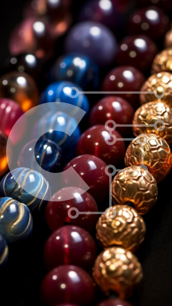 Intra Συλλεκτικό Ξύλινο Παζλ Plywood  4mm - Συλλογή πολύχρωμων χάντρες σε μαύρη επιφάνεια Σε Ξύλινο Κουτί - Διαστάσεις: 10x10 cm – 25 κομμάτια