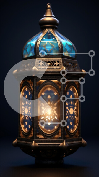 Intra Συλλεκτικό Ξύλινο Παζλ Plywood  4mm - Φανάρι περίπλοκα σχεδιασμένο με μπλε και χρυσό σχέδιο Σε Ξύλινο Κουτί - Διαστάσεις: 10x10 cm – 25 κομμάτια