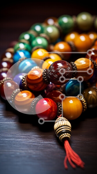 Intra Συλλεκτικό Ξύλινο Παζλ Plywood  4mm - Πολύχρωμο κολιέ με χάντρες σε ξύλινο τραπέζι Σε Ξύλινο Κουτί - Διαστάσεις Puzzle: 10x10 cm – 25 κομμάτια