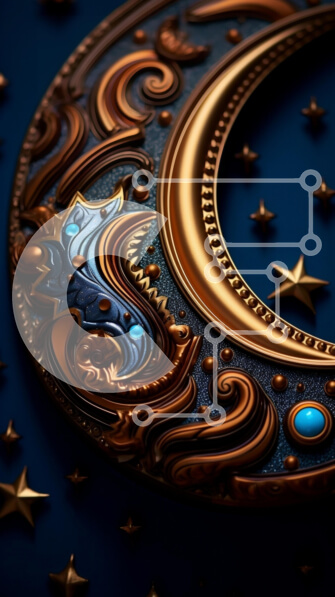 Intra Συλλεκτικό Ξύλινο Παζλ Plywood  4mm - Ταπετσαρία περίτεχνη ημισέληνος και αστέρια Σε Ξύλινο Κουτί - Διαστάσεις Puzzle: 10x10 cm – 25 κομμάτια