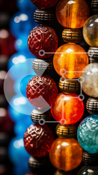 Intra Συλλεκτικό Ξύλινο Παζλ Plywood  4mm - Σύνθεση πολύχρωμες γυάλινες χάντρες Σε Ξύλινο Κουτί - Διαστάσεις Puzzle: 10x10 cm – 25 κομμάτια