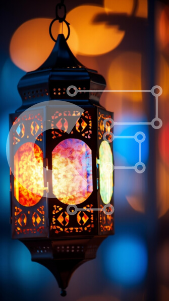 Intra Συλλεκτικό Ξύλινο Παζλ Plywood  4mm - Πολύχρωμο φανάρι σε σκοτεινό σκηνικό Σε Ξύλινο Κουτί - Διαστάσεις: 10x10 cm – 25 κομμάτια