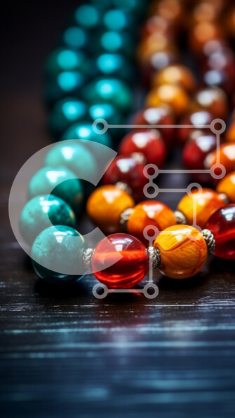 Intra Συλλεκτικό Ξύλινο Παζλ Plywood  4mm - Πολύχρωμο κολιέ με χάντρες στο τραπέζι Σε Ξύλινο Κουτί - Διαστάσεις: 10x10 cm – 25 κομμάτια