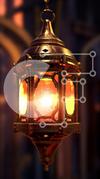 Intra Συλλεκτικό Ξύλινο Παζλ Plywood  4mm - Vintage χρυσό φανάρι στο παλιό κτίριο Σε Ξύλινο Κουτί - Διαστάσεις Puzzle: 10x10 cm – 25 κομμάτια