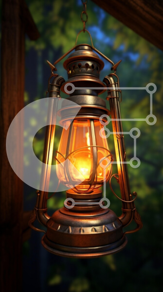 Σετ των 2 Intra Συλλεκτικό Ξύλινο Παζλ Plywood  4mm - Παλιομοδίτικο φανάρι σε δασώδη περιοχή Σε Ξύλινο Κουτί - Διαστάσεις: 10x10 cm – 25 κομμάτια