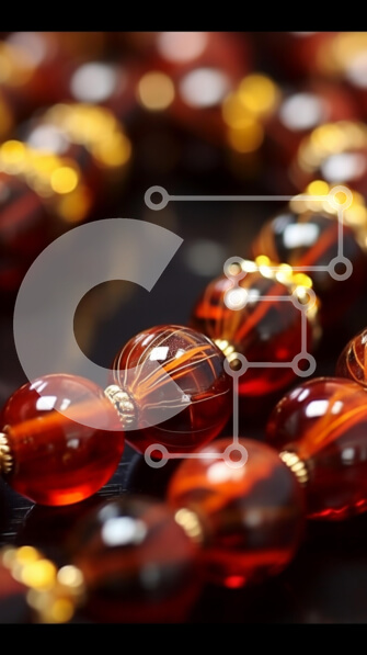 Intra Συλλεκτικό Ξύλινο Παζλ Plywood  4mm - Κόκκινες και χρυσές γυάλινες χάντρες διατεταγμένες σε σειρές Σε Ξύλινο Κουτί - Διαστάσεις: 10x10 cm – 25 κομμάτια