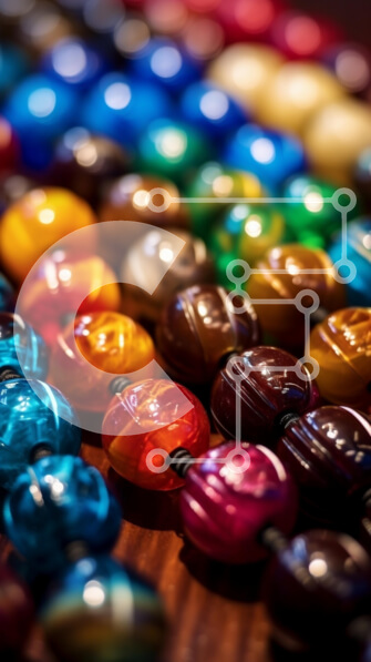 Intra Συλλεκτικό Ξύλινο Παζλ Plywood  4mm - Πολύχρωμες γυάλινες χάντρες στην οθόνη Σε Ξύλινο Κουτί - Διαστάσεις: 10x10 cm – 25 κομμάτια