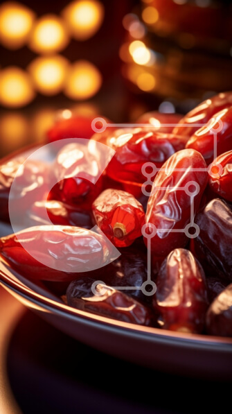 Intra Συλλεκτικό Ξύλινο Παζλ Plywood  4mm - Εορταστικό πιάτο με κόκκινους χουρμάδες και κεριά για το Ραμαζάνι Σε Ξύλινο Κουτί - Διαστάσεις: 10x10 cm – 25 κομμάτια