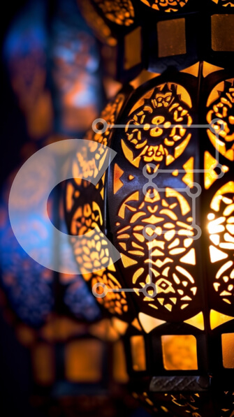 Intra Συλλεκτικό Ξύλινο Παζλ Plywood  4mm - Κοντινό πλάνο με φωτισμένα και περίτεχνα φανάρια Σε Ξύλινο Κουτί - Διαστάσεις: 10x10 cm – 25 κομμάτια