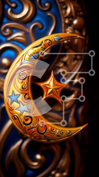 Intra Συλλεκτικό Ξύλινο Παζλ Plywood  4mm - Σχέδιο μισοφέγγαρου και αστεριών Σε Ξύλινο Κουτί - Διαστάσεις Puzzle: 10x10 cm – 25 κομμάτια