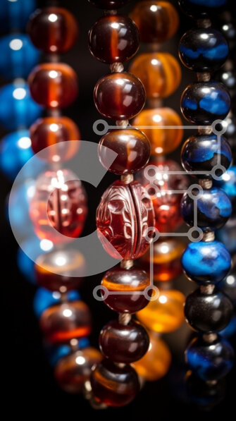 Intra Συλλεκτικό Ξύλινο Παζλ Plywood  4mm - Κοντινό πλάνο πολύχρωμα κολιέ με χάντρες Σε Ξύλινο Κουτί - Διαστάσεις Puzzle: 10x10 cm – 25 κομμάτια