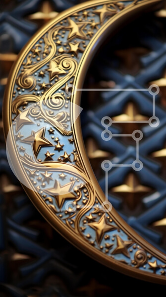 Intra Συλλεκτικό Ξύλινο Παζλ Plywood  4mm - Χρυσό αντικείμενο σε σχήμα μισοφέγγαρου με αστέρια Σε Ξύλινο Κουτί - Διαστάσεις Puzzle: 10x10 cm – 25 κομμάτια