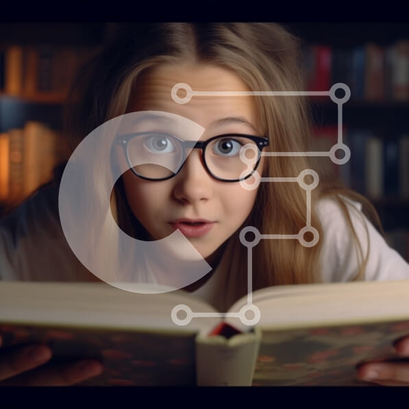 Intra Συλλεκτικό Ξύλινο Παζλ Plywood  4mm - Νεαρό κορίτσι που διαβάζει ένα βιβλίο σε μια βιβλιοθήκη Σε Ξύλινο Κουτί - Διαστάσεις Puzzle: 10x10 cm – 25 κομμάτια