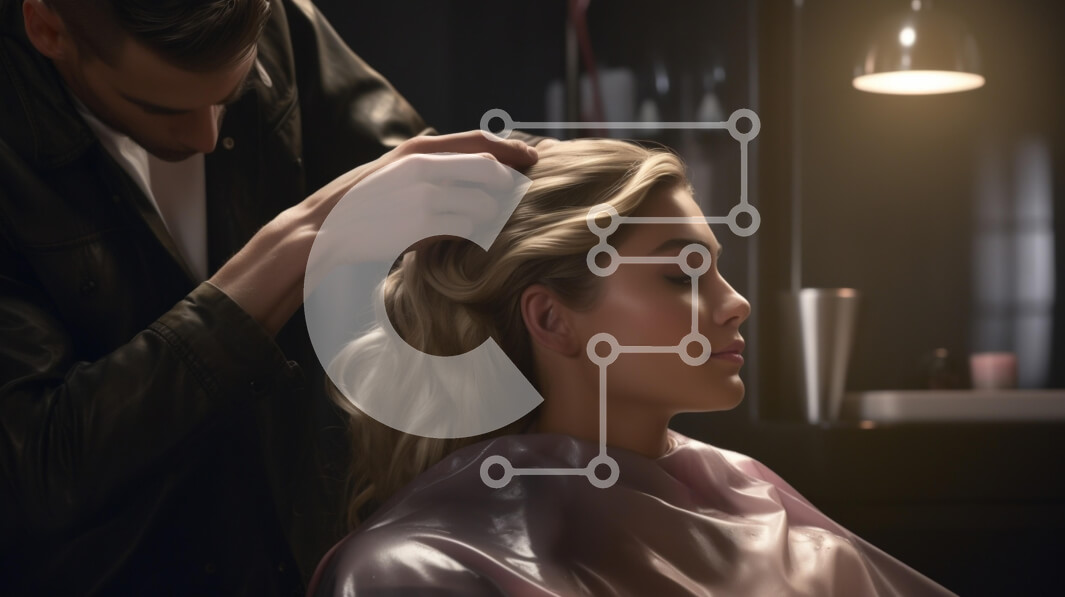 Intra Συλλεκτικό Ξύλινο Παζλ Plywood  4mm - Κομμωτής που εργάζεται στα μαλλιά του πελάτη σε ένα μοντέρνο σαλόνι Σε Ξύλινο Κουτί - Διαστάσεις Puzzle: 10x10 cm – 25 κομμάτια