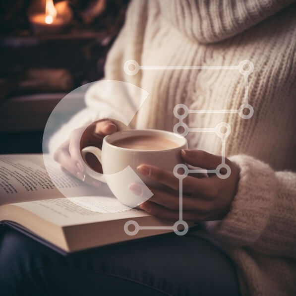 Σετ των 2 Intra Συλλεκτικό Ξύλινο Παζλ Plywood  4mm - Ζεστή στιγμή ανάγνωσης με ζεστό ρόφημα Σε Ξύλινο Κουτί - Διαστάσεις: 10x10 cm – 25 κομμάτια