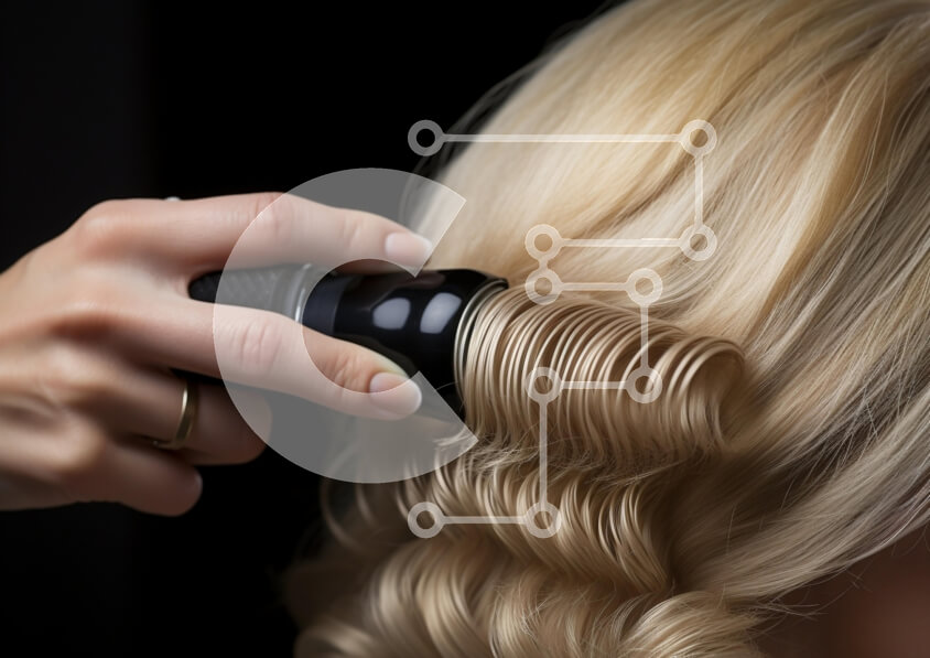 Intra Συλλεκτικό Ξύλινο Παζλ Plywood  4mm - Κοντινό πλάνο του χτενίσματος με σίδερο για μπούκλες Σε Ξύλινο Κουτί - Διαστάσεις Puzzle: 10x10 cm – 25 κομμάτια