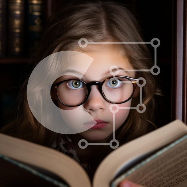 Intra Συλλεκτικό Ξύλινο Παζλ Plywood  4mm - Νεαρό κορίτσι που διαβάζει ένα ανοιχτό βιβλίο Σε Ξύλινο Κουτί - Διαστάσεις Puzzle: 10x10 cm – 25 κομμάτια