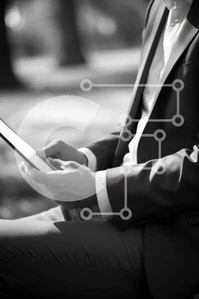 Intra Συλλεκτικό Ξύλινο Παζλ Plywood  4mm - Επιχειρηματίας που χρησιμοποιεί το tablet σε εξωτερικούς χώρους Σε Ξύλινο Κουτί - Διαστάσεις Puzzle: 10x10 cm – 25 κομμάτια