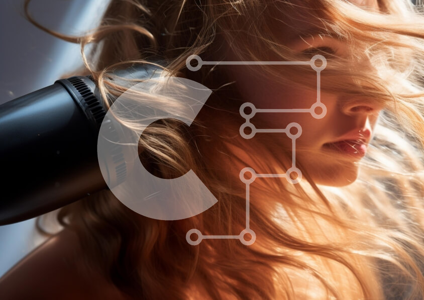 Intra Συλλεκτικό Ξύλινο Παζλ Plywood  4mm - Κοντινό πλάνο μιας γυναίκας που στεγνώνει τα μαλλιά της Σε Ξύλινο Κουτί - Διαστάσεις Puzzle: 10x10 cm – 25 κομμάτια