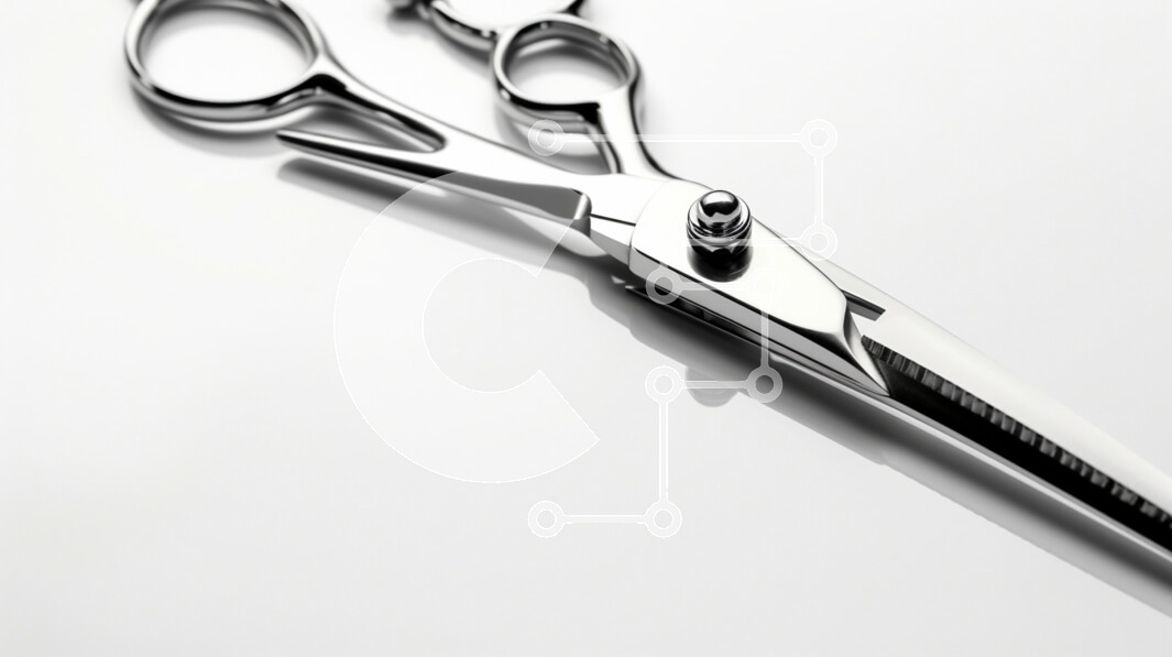 Intra Συλλεκτικό Ξύλινο Παζλ Plywood  4mm - Κοντινό πλάνο από ανοξείδωτο ψαλίδι σε ανακλαστική επιφάνεια Σε Ξύλινο Κουτί - Διαστάσεις: 10x10 cm – 25 κομμάτια