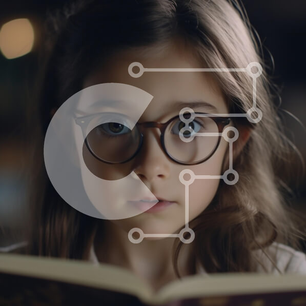 Intra Συλλεκτικό Ξύλινο Παζλ Plywood  4mm - Νεαρό κορίτσι με τα γυαλιά που κοιτάζει ένα βιβλίο Σε Ξύλινο Κουτί - Διαστάσεις Puzzle: 10x10 cm – 25 κομμάτια