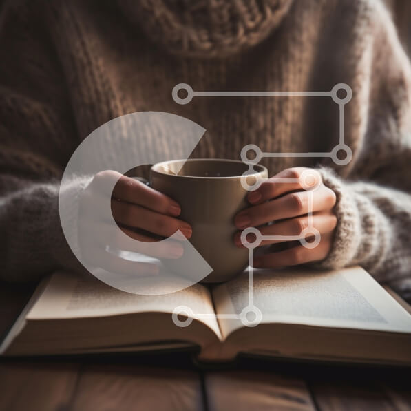 Σετ των 2 Intra Συλλεκτικό Ξύλινο Παζλ Plywood  4mm - Ζεστή στιγμή με καφέ και βιβλίο Σε Ξύλινο Κουτί - Διαστάσεις: 10x10 cm – 25 κομμάτια