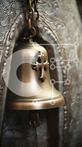 Intra Συλλεκτικό Ξύλινο Παζλ Plywood  4mm - Μπρούτζινο Κουδούνι με Σχέδιο Σταυρού Σε Ξύλινο Κουτί - Διαστάσεις: 10x10 cm – 25 κομμάτια