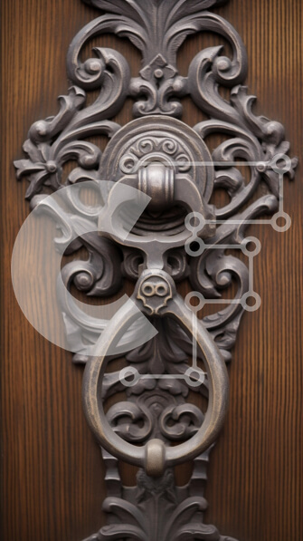 Intra Συλλεκτικό Ξύλινο Παζλ Plywood  4mm - Περίτεχνο ρόπτρο πόρτας σε ξύλινη πόρτα Σε Ξύλινο Κουτί - Διαστάσεις: 10x10 cm – 25 κομμάτια