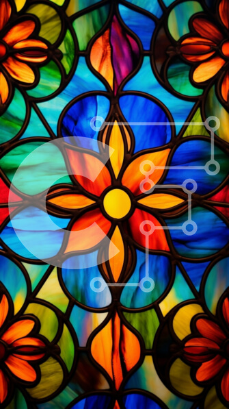 Intra Συλλεκτικό Ξύλινο Παζλ Plywood  4mm - Ζωντανό βιτρό με λουλουδάτα μοτίβα Σε Ξύλινο Κουτί - Διαστάσεις Puzzle: 10x10 cm – 25 κομμάτια