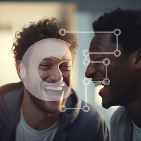 Intra Συλλεκτικό Ξύλινο Παζλ Plywood  4mm - Δύο φίλοι που μοιράζονται το γέλιο Σε Ξύλινο Κουτί - Διαστάσεις Puzzle: 10x10 cm – 25 κομμάτια